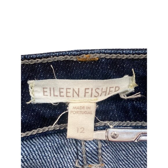 Eileen Fisher Jean Women's 12 Ankle Medium Wash 9" Rise Organic Cotton Blend - Picture 3 of 6